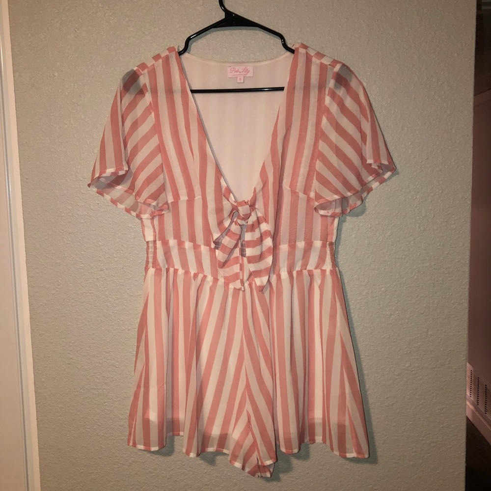 Pink Lily front tie romper!